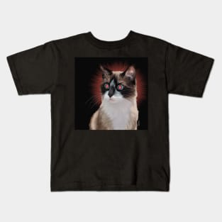 Soba - Snowshoe Cat Ready to Fire Lasers Kids T-Shirt